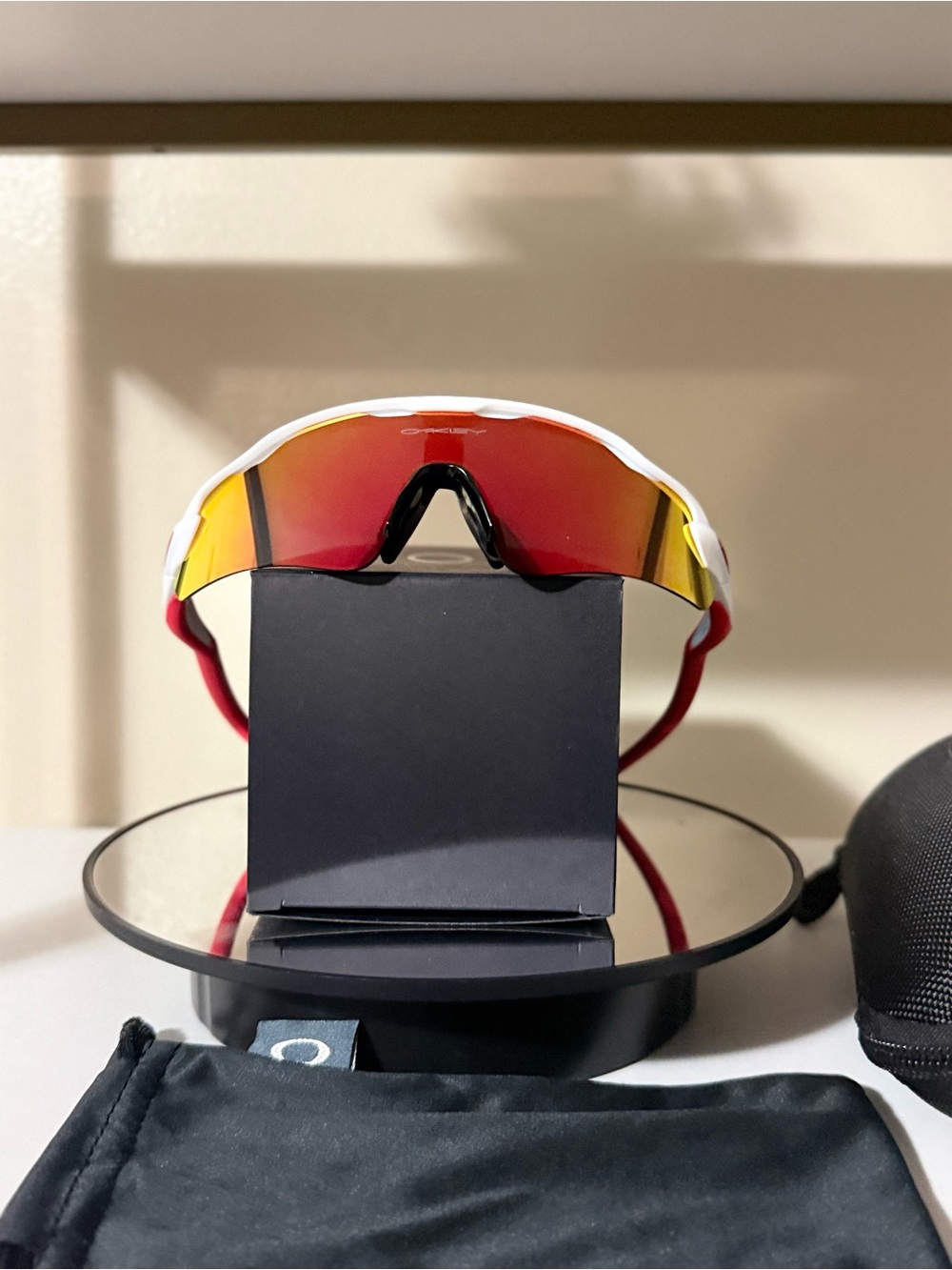 Oakley Sports Sunglasses - White Frame with Red/Gold Lens